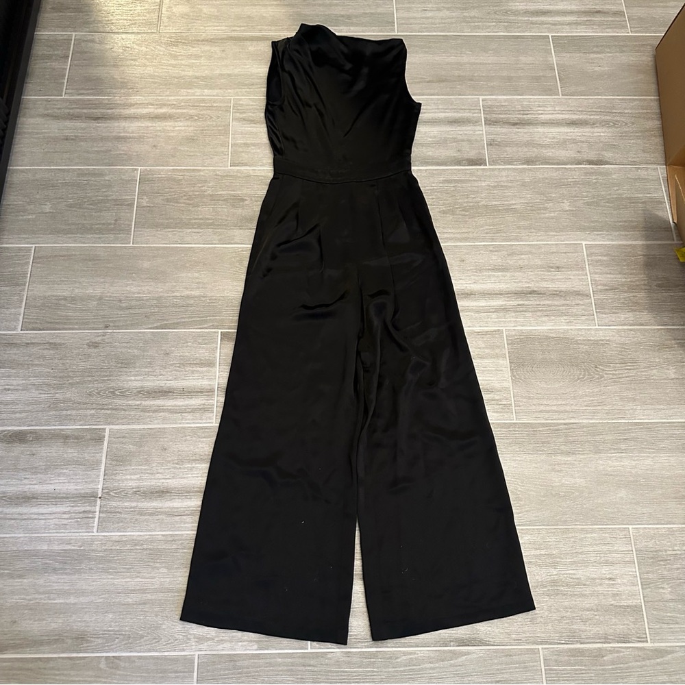 Nonchalant Jasmine Open Back Satin Jumpsuit Black XS - Picture 2 of 5